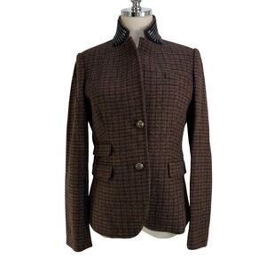 J. Crew School Boy Wool Blazer Brown Plaid Houndstooth